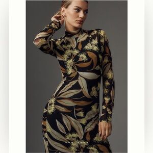 Anthropologie Mock Neck Midi Dress